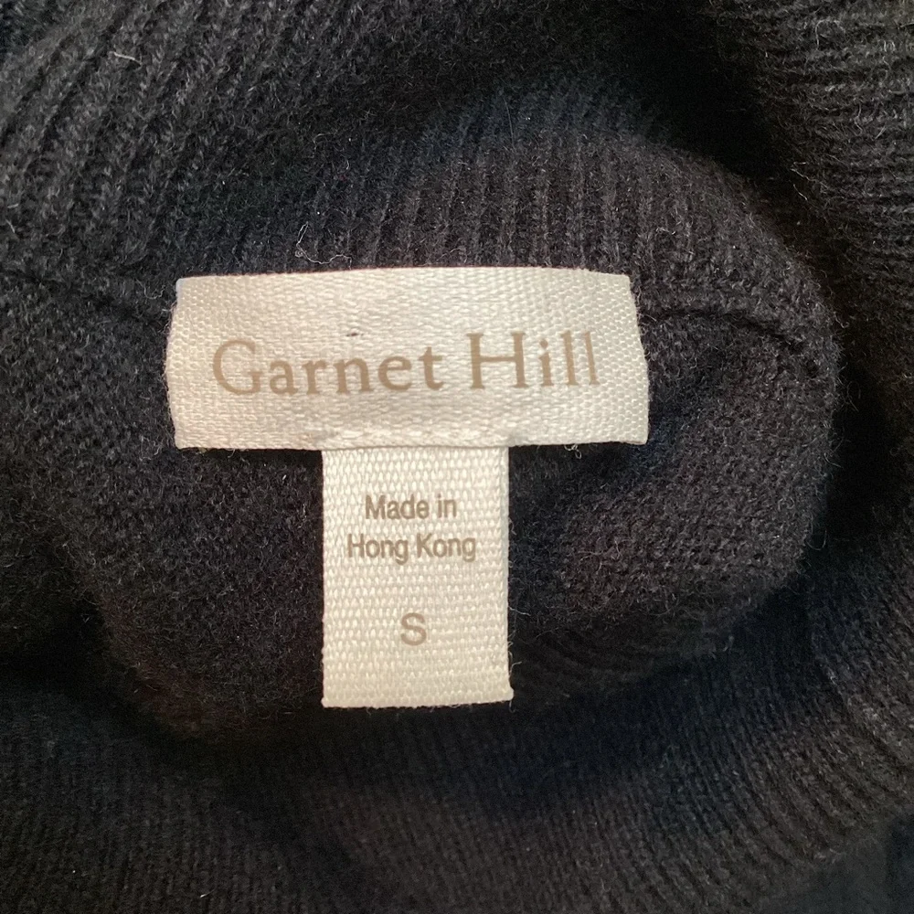 Garnet Hill Cashmere Wool Oversized Turtleneck Sweater Kangaroo Pocket Black - Picture 11 of 15